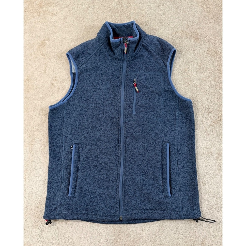 Orvis Denali Fly Fishing Fleece Sweater Vest‎ Men's Size Large Blue Full zip EUC